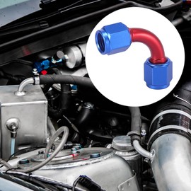 X AUTOHAUX AN4 90 Degree Female Swivel Coupler Swivel Fuel Oil Hose End Fitting Adapter for Car Blue Red