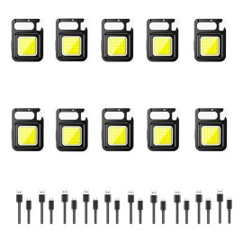 10 Piezas Linterna Lampara Recargable Led De Lampara Llavero Blanco Linternas