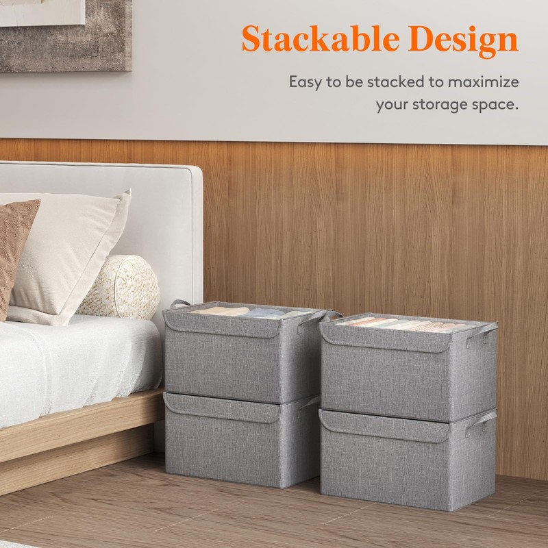 Lifewit Fabric Storage Boxes 6 Pcs, Stackable Storage Bins with
