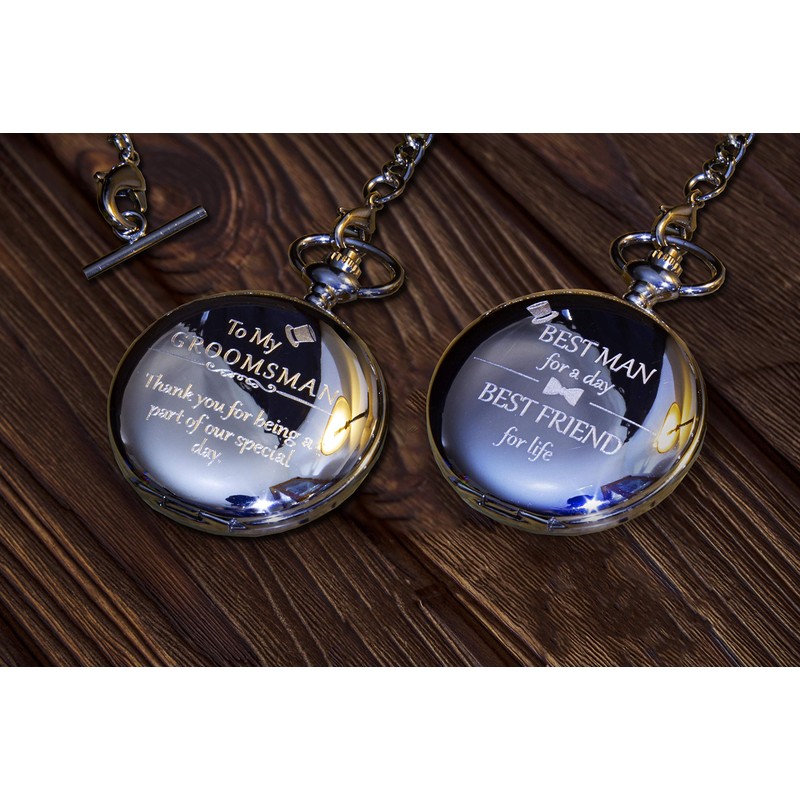 Groomsmen Gifts for Wedding – Engraved Groomsman Pocket Watch –