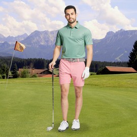 M MAELREG Golf Polo Shirts for Men Short Sleeve Quick Dry Fit Texture Sports Casual Collared Men's Golf Shirts Emerald