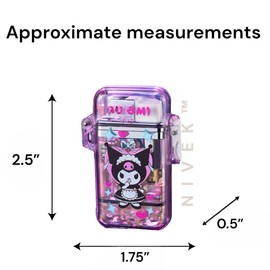 NIVEK Cool Transparent Cute Lighter, Pink Red Flame Lighter, Refillable Kitty KT Cat Melody Kulomi Rabbit Japanese Kawaii with Chain (Maid)