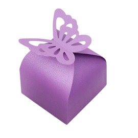 KUPOO 50PCS Small purple Butterfly Favor Boxes Girl Baby Shower Candy Box Small Butterfly Gift Boxes Party Favors for Wedding Birthday