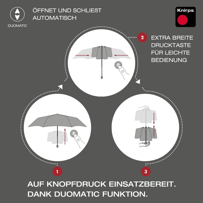 Knirps I.200 Medium Duomatic Pocket Umbrella - Exclusive Handle Design