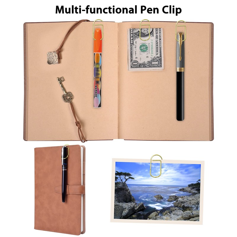 Wisdompro Pen Clip for Notebook Gold, 12 Pack Stainless Steel