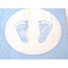 20 Napkins Baby Feet Footprint Light Blue Christening Birth Boy Baby Shower