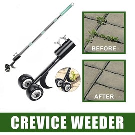 MiaoMa Garden Weeding Tool, 125 cm Improved Weeder with Long Handle No Kneeling, Hook Weeding Tool for Paving Stones, Patio Weeders, Tool Set with Wheels for Driveways