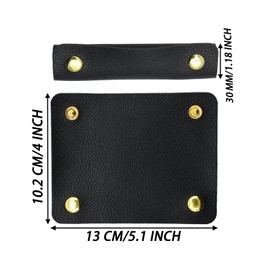 AUXBC PU Leather Luggage Handle Wraps, Travel Bag Handle Cover, Wallet Handle Protectors, Soft Purse Strap Cover Pad with Brass Clasps, Black, 2Pcs