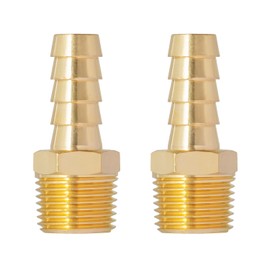 SUNGATOR SUNGATOR 3/8' NPT Brass Hose Barb Fittings, 3/8' NPT Male Thread to 3/8 Inch Barbed Air Hose Fittings, 3/8 Inch Brass Air Line Repair Connectors for Compressor, Fuel, Oil (2-Pack)