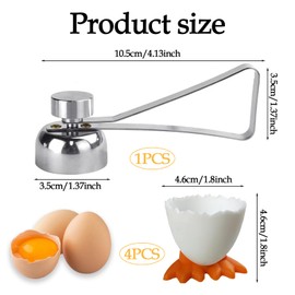 LIURFLNC 4 Pieces Egg Cups Funny + 1 Piece Egg Opener for Raw Eggs, Egg Cup Set, Egg Cup Modern Egg Opener, Egg Cup Plastic Boiled and Boiled Eggs for Breakfast