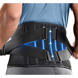 FREETOO Soporte de malla de aire para hombres y mujeres, alivio del dolor de espalda baja con 7 estancias, cinturón de apoyo de espalda ajustable...  