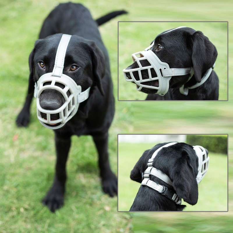 BARKLESS Dog Muzzle, Soft Silicone Basket Muzzle for Dogs, Allows