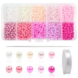 TOAOB Pack of 1000 Pink Series Acrylic Beads 4 mm Acrylic Beads with Hole Round Beads for Threading for DIY Jewellery Making Bracelets Necklaces Clothing Crafts