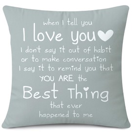 JOTOM Cushion Cover 55x55 cm I Love You You're The Best Things That Ever Happened to Me Throw Pillow Cover for Girlfriend Husband Wife Romantic Valentines Day Home Decor (Grey)