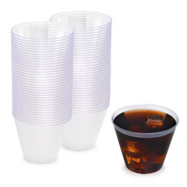 STACKABLES ~ Pack of 50 Hard Plastic Cups ~ 9oz Party Cocktail Tumblers ~ Reusable Multi Use Classic Clear Drinkware Cups for Party Wedding Thanksgiving & Christmas