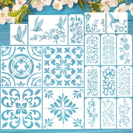 Pack of 18 Reusable Drawing Stencils, Painting Stencils, DIY Craft Stencils, Painting Stencils for Wall Floor Decor DIY Home Decoration