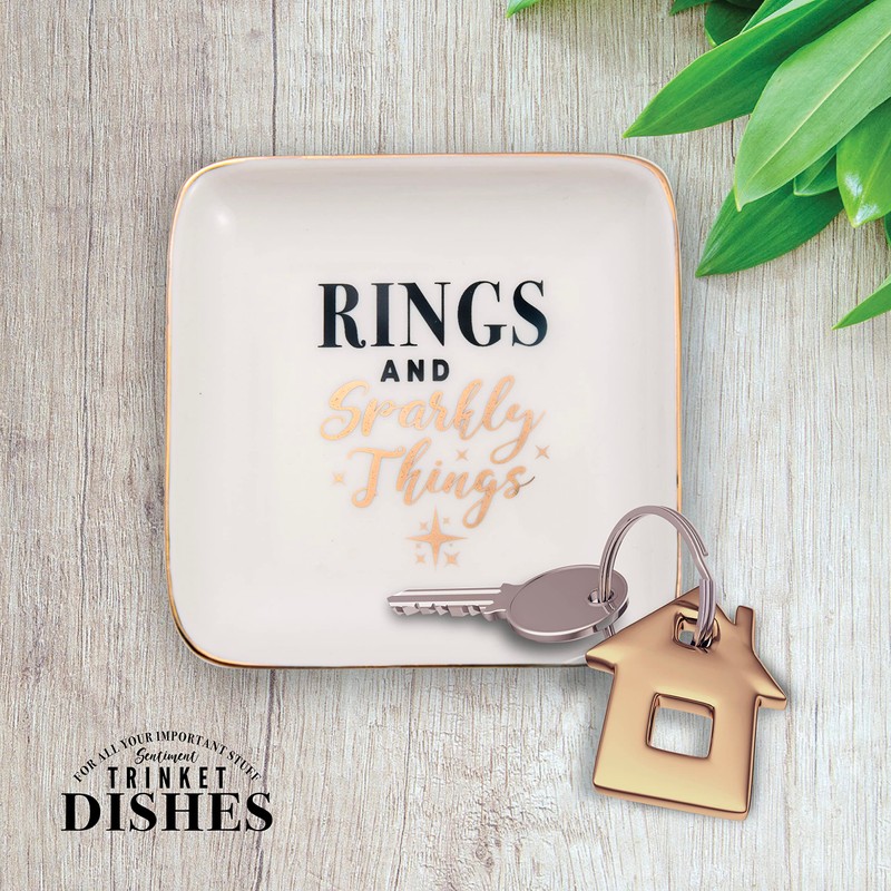 Rings & Sparkly Things Ceramic Trinket Tray Sentimental Gift Idea