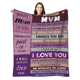 LIN KANG Mum Gifts, Purple Flannel Blanket Present for Mummy, Best Gifts for Mum from Daughter Son on Birthday, Christmas, Soft Throw Blanket 50x60in