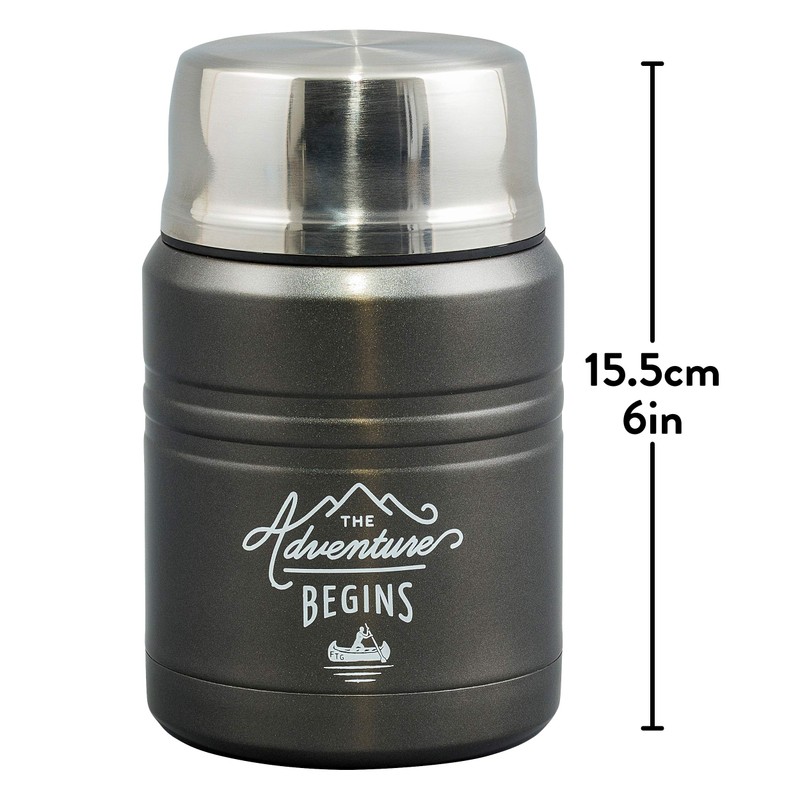 Gentlemen's Hardware Unisex's Stainless Steel Food Flask, Black, 450ml