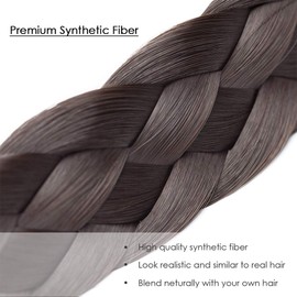 Braided Headband Braid Hairband Braided Hair Band Hair Braid Headband Braided Hairband Braid Headband Synthetic Chunky Elastic Stretch Braided Hairpiece For Women Girls 5 Strands 50g #4A Dark Brown