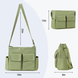 RZMAYIS Laptop Messenger Bag for Men and Women, Canvas Tote Cross-body Shoulder Bag with Laptop Sleeve, Canvas Messenger Bag for Work (Green)