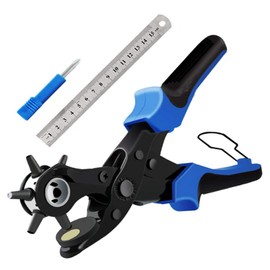 Revolving Leather Hole Punch Plier Tool Kit for Belts, Watch Bands, Handbag Straps, DIY or Craft Projects, 6 Holes Heavy Duty Puncher by 1-Pack, EJ-2041