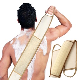 NOVIIML xfoliating Natural Loofah Back Scrubber for Shower, Exfoliating Sponge for Shower, Bath Shower Scrubber for Men and Women, Luffa Scrubber to Clean Your Back Deeply Relax Your Body