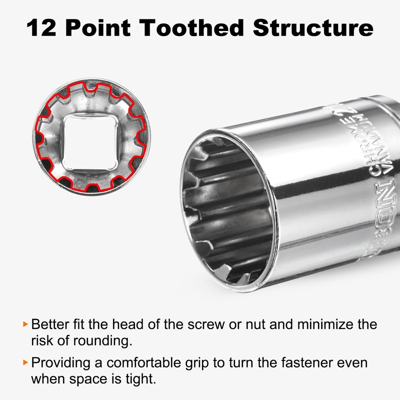 sourcing map 12 Point Socket 1/2" Drive by 21mm Metric