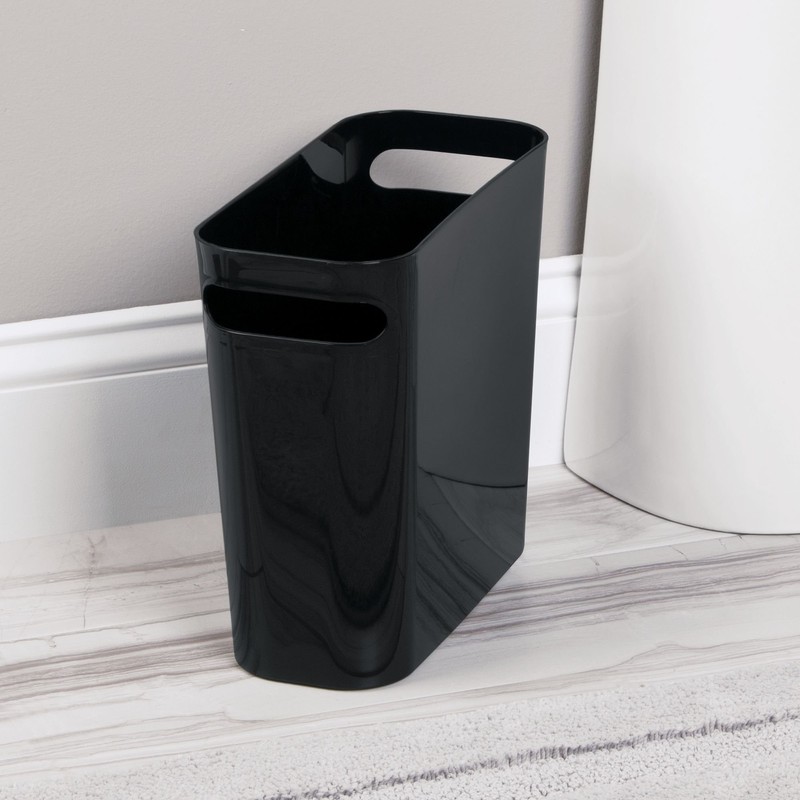 InterDesign Una - Papelera (30,5 cm), Color Azul, Basurero, Negro,