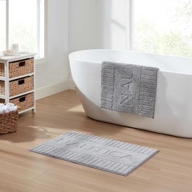 Nautica - Bathroom Rugs, 2-Piece Soft & Absorbent Bath Mat Set, Modern Bathroom Decor with Skid Resistant Backing (Nautica Logo Grey, 20" x 32")