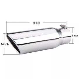Evargc 4" Inlet Exhaust Tip, Universal Bolt On Stainless Steel Diesel Exhaust Tailpipe Tip (Silver, 4" X 6" X 12")