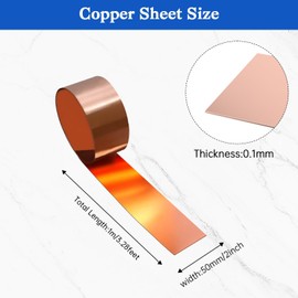 Kupferblechrolle 1000 x 50 x 0,1mm – Weiches Kupferband aus 99,9 % Reinkupfer, biegsam & leitfähig – Für Dach, Heimwerker, Elektronik, Kunst & Modellbau