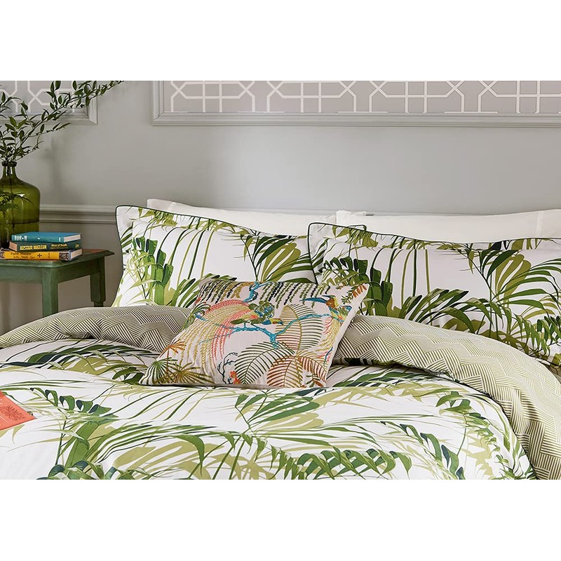 Sanderson PALM HOUSE PILLOW CASE OXF BOTANICAL GREEN, Gray, Standard