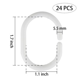 FuninCrea 24 Pieces Shower Curtain Rings, Plastic Shower Rings for Shower Curtain Rods in C Shape, Shower Curtain Hooks, Shower Curtain Rings, Replacement Bathroom Drape Loop Shower Curtain Rails