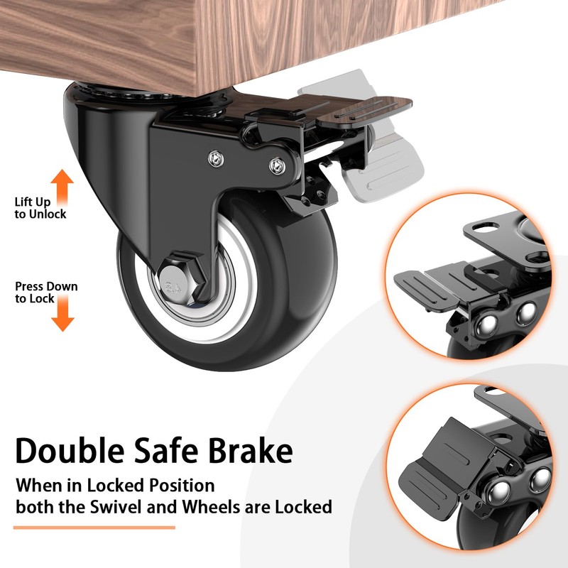 2 Inch Caster Wheels Set of 4, Heavy Duty Casters