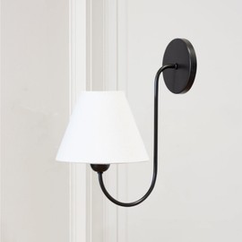 Gleaming Elegance Stainless Oil Rubbed Sconce, Stainless Steel White Linen Shade Wall Sconce, Wall Light for Living Room, Bedroom, Entryway Model-2023, 7.5" w x 11" d x 14" h (Black)