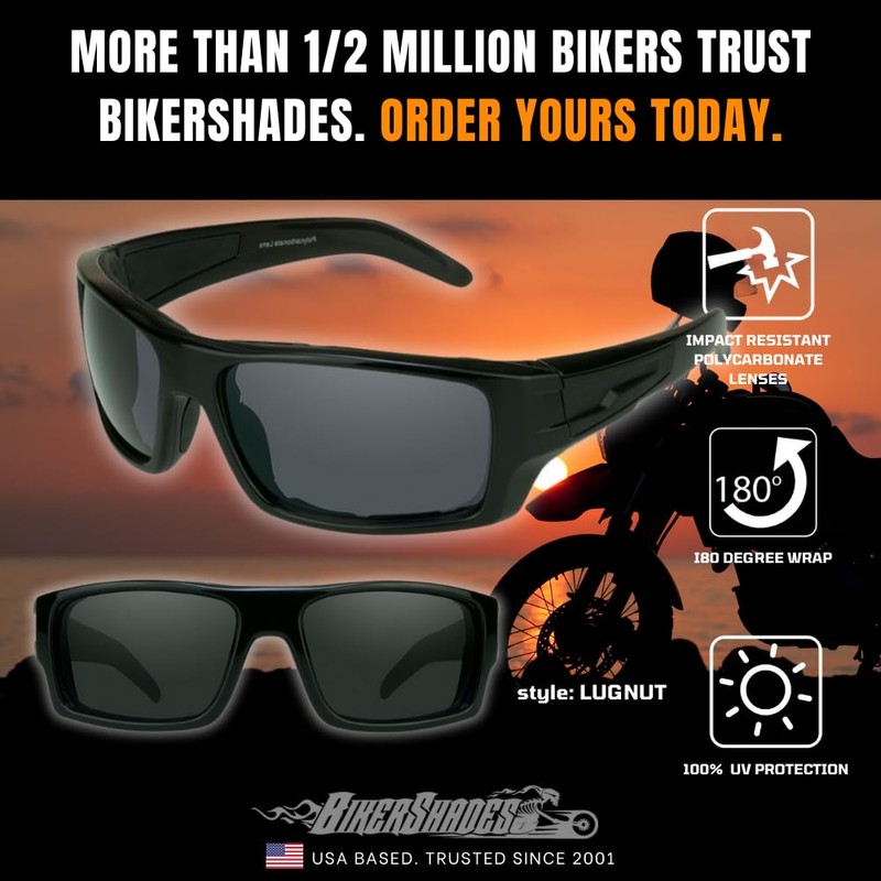 Bikershades Motorcycle Biker Safety Day Riding Sunglass Foam Padded Men