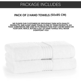 ALSAP White Hand Towels Pack of 2 - Ultra Soft Super Absorbent 700 GSM Egyptian Cotton Towels - Bathroom Linen Sets - Luxury Hotel Quality Cotton Hand Towels Set Convenient Size 50x85 cm