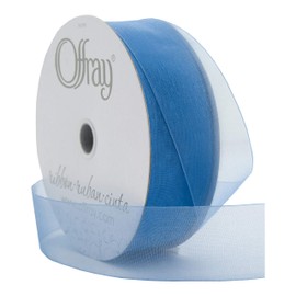 Berwick Offray 1.5'' Nylon Sheer Ribbon, Dusty Blue, 100 Yards