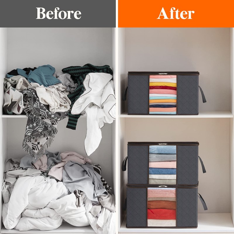 Lifewit 6 Pack Clothes Storage Bags, Foldable Storage Box Moving