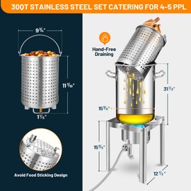 AOSION 30QT Stainless Steel Turkey Fryer&Seafood Boil Pot with 55,000BTU Propane Burner for Outdoor Cooking of Turkey,Crab,Lobster and Shrimp (30QT)