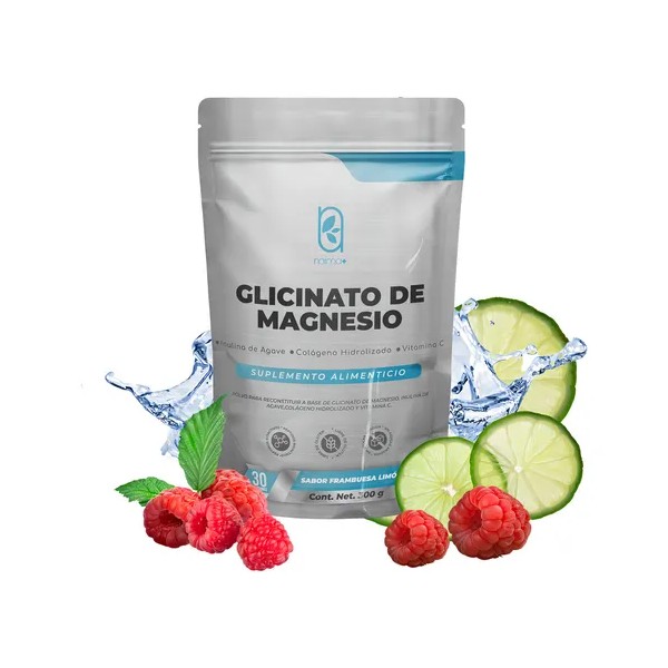 NAIMA Glicinato de Magnesio 300 g, Sabor Frambuesa-Limn Suplemento en