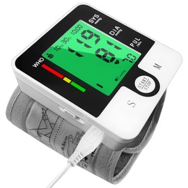 Wrist Blood Pressure Monitor, Automatic Digital Home BP Monitor Cuff - Accurate, Intelligent Voice, LCD Tri-Color Backlight, USB Charging, Adjustable Cuff, Irregular Heartbeat & Hypertension Detector