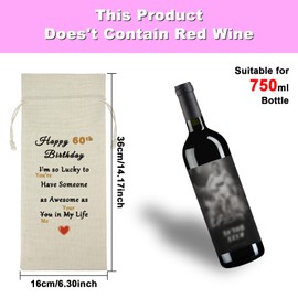 Happy 60th Birthday Gift For Men Women Birthday Wine Bag 60th Birthday Decorations Party Favors Wine Bottle Bag Turning 60 birthday Gifts For Grandparents Reusable Drawstring Wine Gift Bag