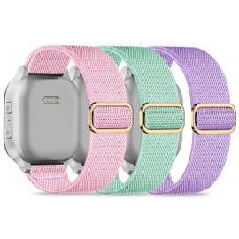 Folavii 3 Pack Stretchy Nylon Compatible with Gizmo Watch Adventrue 3 3 2 1/Gabb Watch 3e 3 2 1/SyncUP Kids Watch & Cosmo JrTrack 4/3/2 SE/2/JrTrack Band, 20mm Solo Loop Soft Strap for Boys Girls,