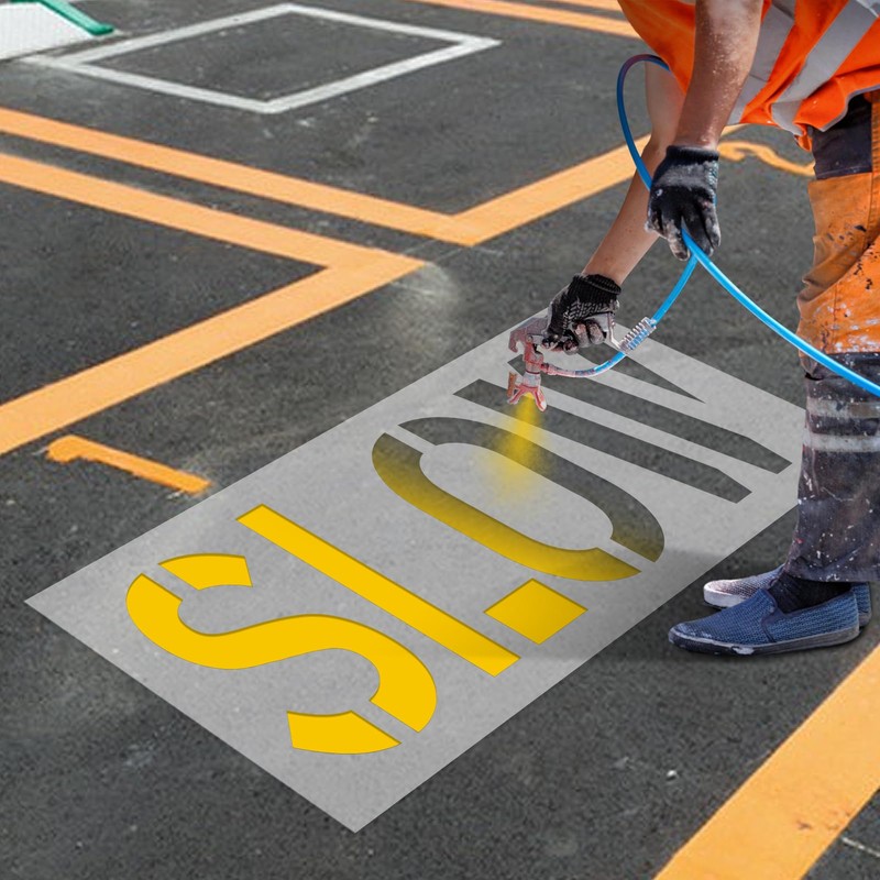 Slow Stencil, 36" Letter Height, Reusable Foldable Silicone Slow Pavement