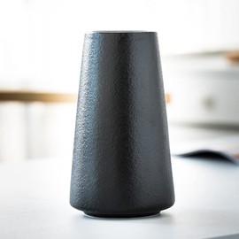 Vase Flower Base Vase Ceramic White Black Stylish Scandinavian Ceramics Flower Arrangement Interior Home Decoration (Black-Small Height: 5.9 inches (15 cm))