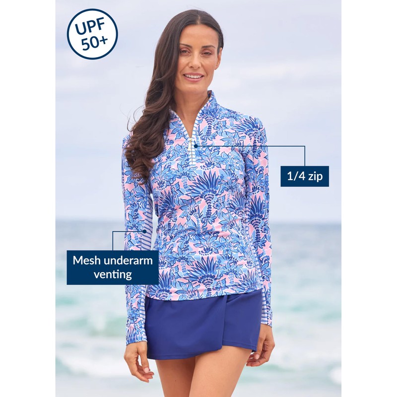 Cabana Life Long Sleeve Sport Top, Breathable, UPF 50+, Quarter