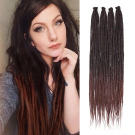 24 Inch 40 Strands Dreadlock Hair Extensions,Synthetic Hippie Single Ended Handmade Dreads,Thin 0.6cm Width Straight Reggae Style Dreadlocks for Woman,1B/30