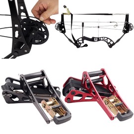 FENJANER Archer Compound Bow Press, Alumium Alloy Portable Hand Held Replace Bowstrings Tool, Press Ratchet Bow Limbs Open Accessories for Compound Bow & Crossbow (Black)